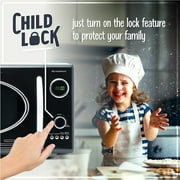 Nostalgia 0.9 cu ft Retro Microwave Oven, 800W Countertop Microwave Oven with Digital Clock, Black