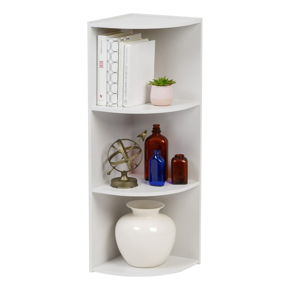 IRIS 3Tier Wood Corner Curved Shelf Organizer, White