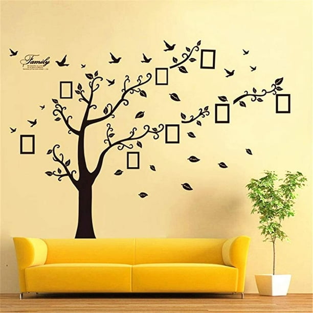Noir arbre aux oiseaux Direction Stickers muraux Stickers muraux amovibles  Art Home Decor Mural