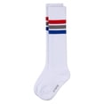 thumbnail image 5 of MeMoi Girls Multi-Stripe Ribbed Cotton-Rich Varsity Knee High Sock - Girls - Female, 14, White-Bright, 5 of 11