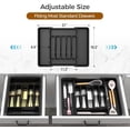 thumbnail image 3 of Extra Large Expandable Silverware Organizer, BPA-Free Food-Safe Cutlery Flatware Organizer, Kitchen Utensil Drawer Organizer, Adjustable Silverware Holder for Spoons Forks Knives, Black, 3 of 8