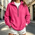 thumbnail image 4 of Ozmmyan Womens Half Zip Sweatshirt for Womens Stand Collar Long Sleeve Oversized Pullover Casual Solid Color Winter Top, 4 of 5