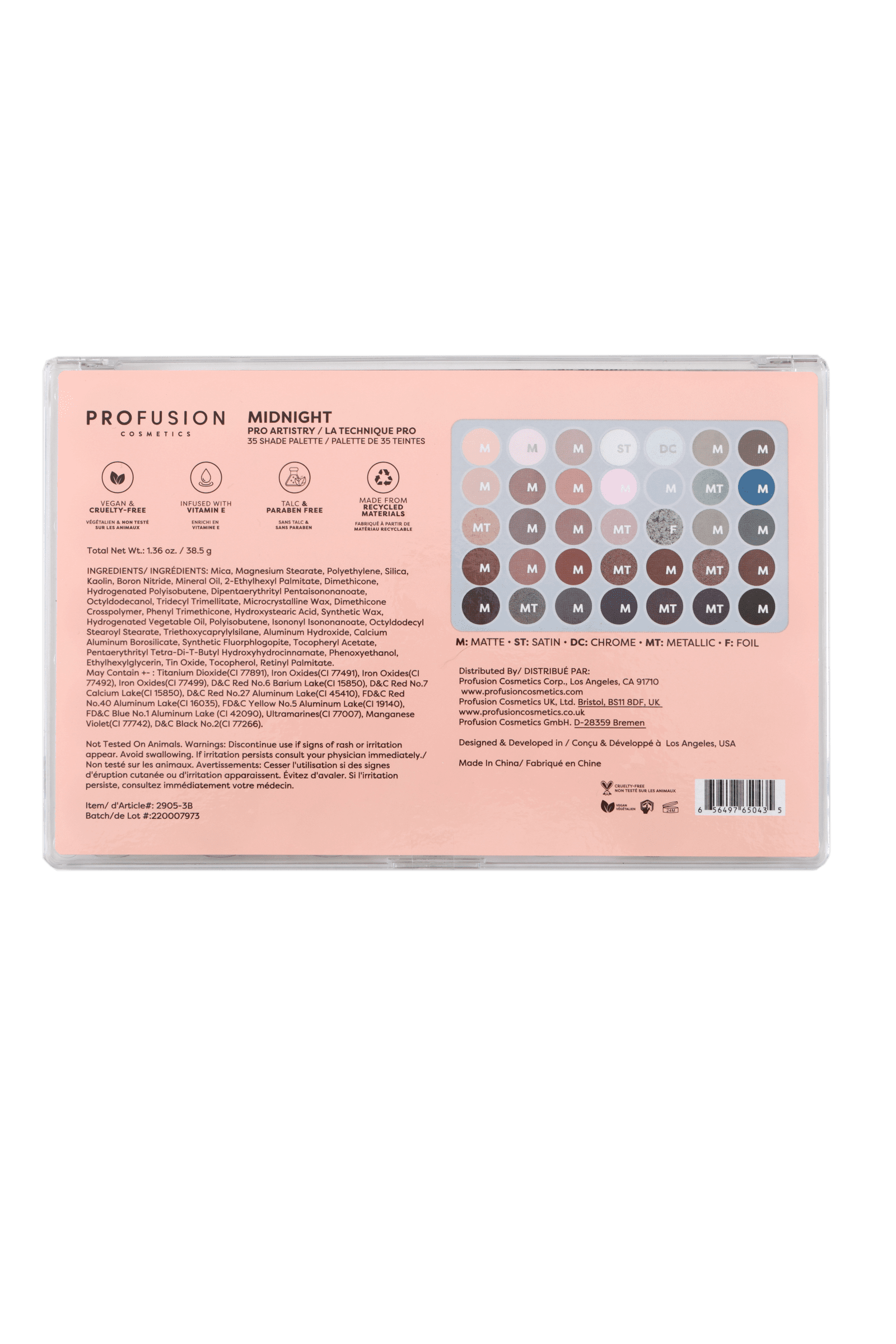 Profusion Cosmetics Pro Aritistry 35 Shade Eyeshadow Palette - Midnight