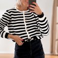 thumbnail image 4 of Suéter de cuello redondo para mujer cárdigans cómodos abrigo elegante prendas de vestir para primavera y otoño, 4 of 7
