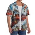thumbnail image 3 of Disketp Men's Hawaiian Red Train Hot Air Balloon Print Shirts Button Down Holiday Beach Shirts-4X-Large, 3 of 5