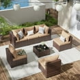 thumbnail image 6 of ELPOSUN Patio Furniture Set, Outdoor Patio Furniture Wicker Furniture Couch Set, 7-Pieces Outdoor Sectional Sofa, Patio Furniture Set, Outdoor Patio Set for Home Furniture (Khaki), 6 of 7