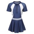 thumbnail image 2 of Spazoro Kids Girls Swimsuits, Skirt Style Fashionable Zipper 2PC Breathable Quick Drying Beach Swimming Pool Swimsuit for Chid Girls Navy Size 9 T, 2 of 9