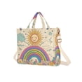 thumbnail image 7 of FORMRS Womens Corduroy Tote Bag Crossbody Shoulder Handbag with Pocket, Beige Rainbow, 7 of 7