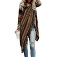 thumbnail image 4 of Women's Open Front Knited Tassels Slash Loose Cardigan Crew Neck Speckled Fringe Sweater Outwear, 4 of 7