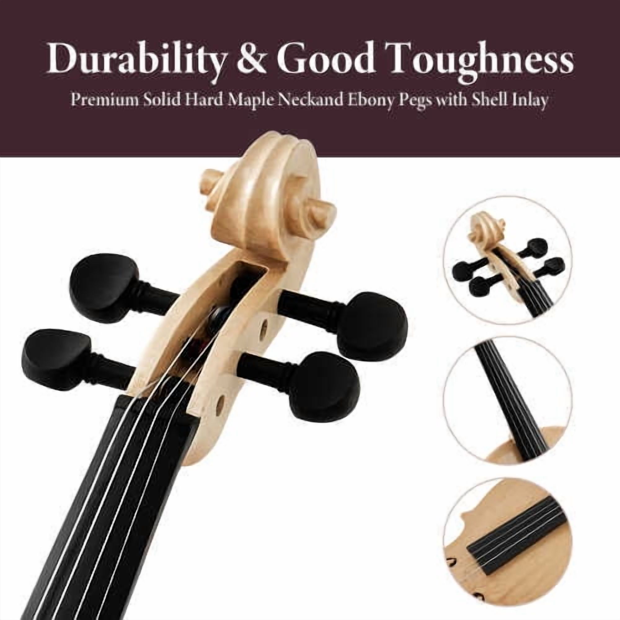 4/4 Full-Size Violin - Professional Sound Durable Tonewood Complete Accessories Unique Gift for Musicians Wood + Wood