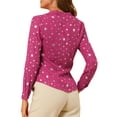 thumbnail image 3 of INSPIRE CHIC Women's Stand Collar Long Sleeve Metallic Stars Shirt M Hot Pink, 3 of 7