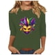 thumbnail image 2 of Xuyuer Carnival Celebration Printed Tee - Ladies' Casual Round Neck 3/4 Sleeve Loose T-Shirt for Festival Parades, Costume Parties, Colorful Street Style Wear & Masquerade Themed Outfits, 2 of 5