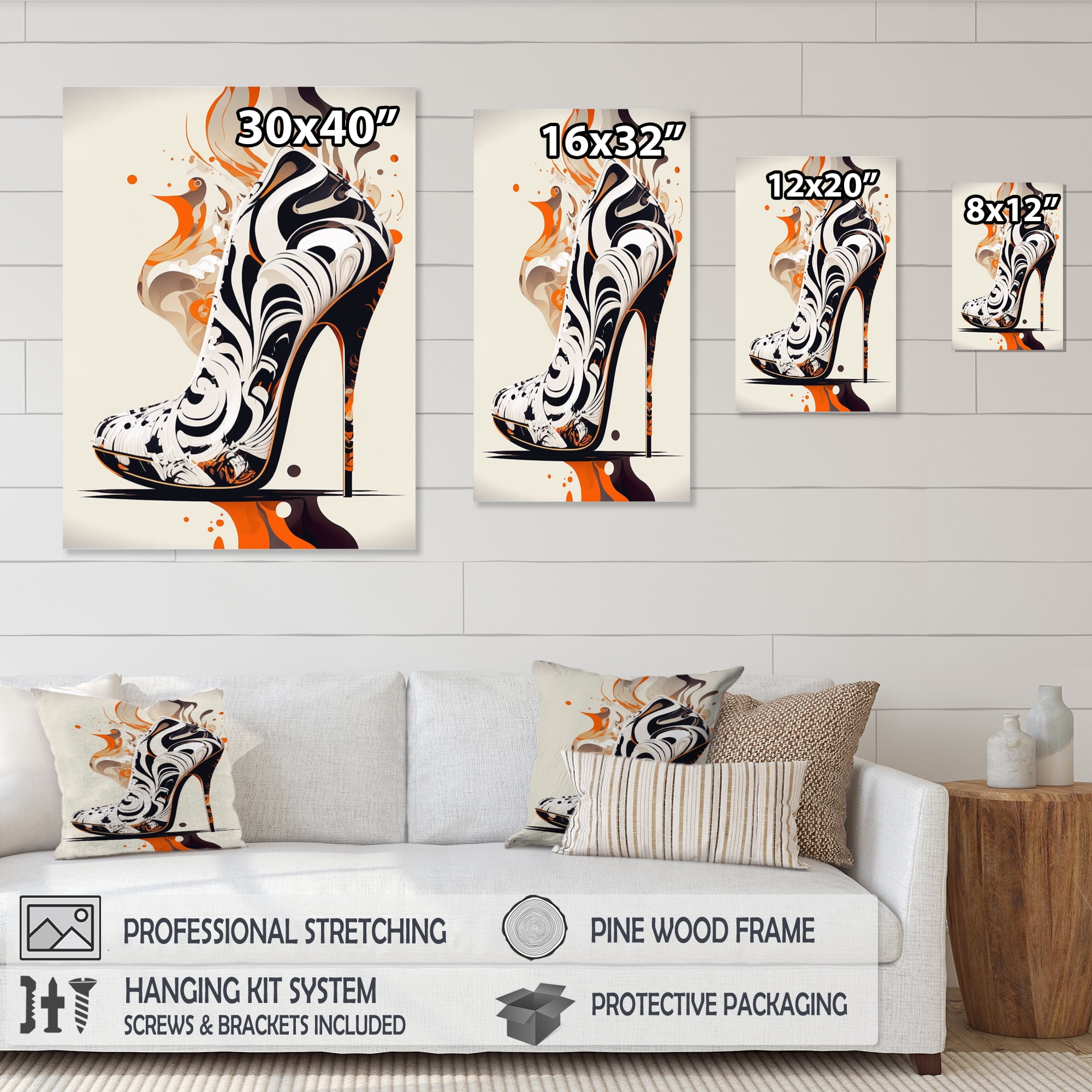 Designart 50S Art Deco Shoes Canvas Wall Art