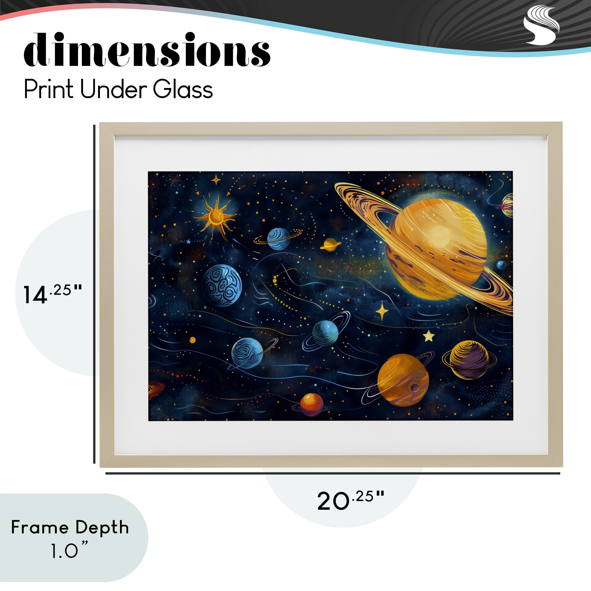 Stupell Industries Two Suns Galaxy Scene Birch Framed Print Under Glass, design by Creative Studio