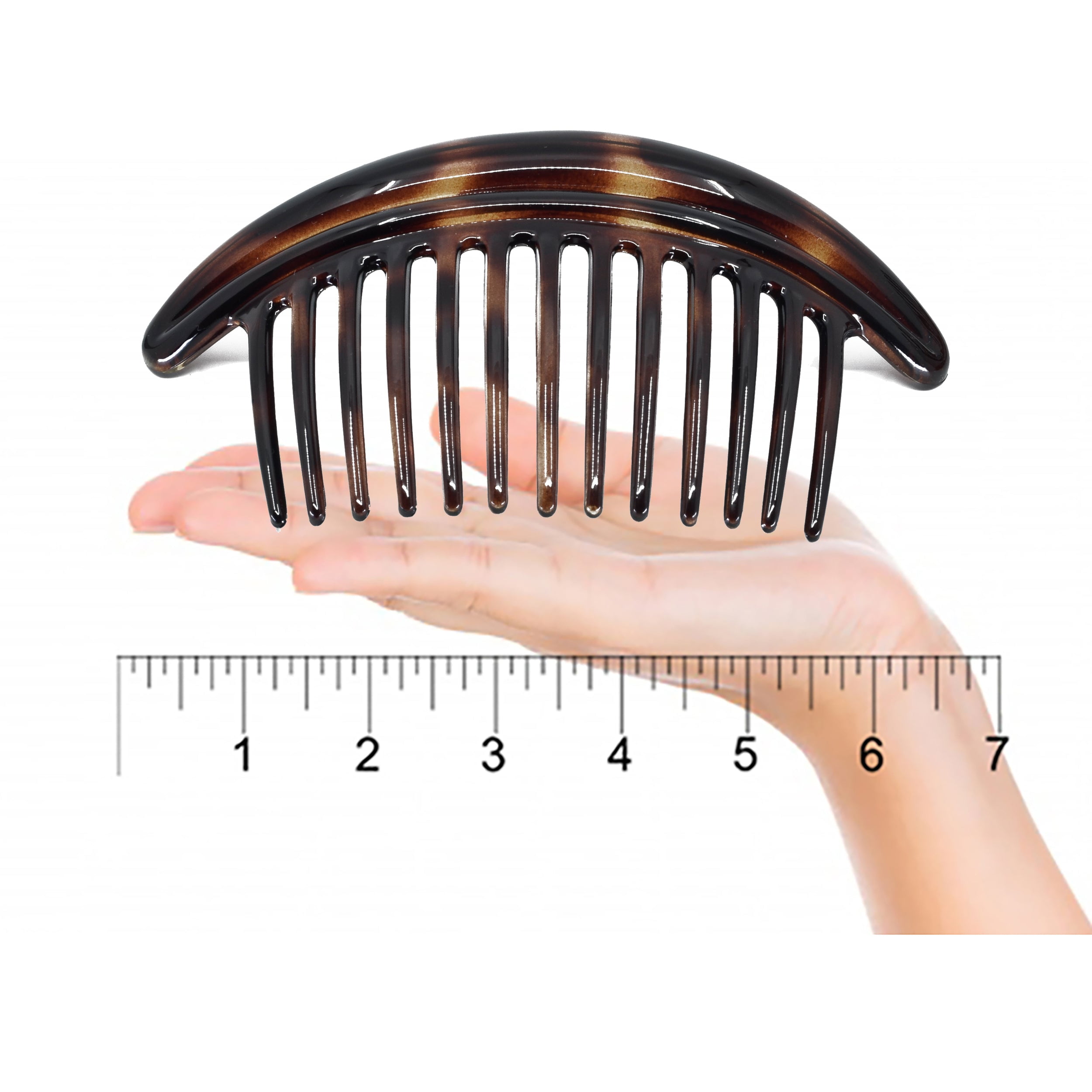 Camila Paris CP3329 French Hair Side Combs Amber Interlocking Combs French Twist Hair Combs, Strong Hold Hair Clips for Women Bun Chignon, Up-Do Styling Girls Hair Accessories Made in France