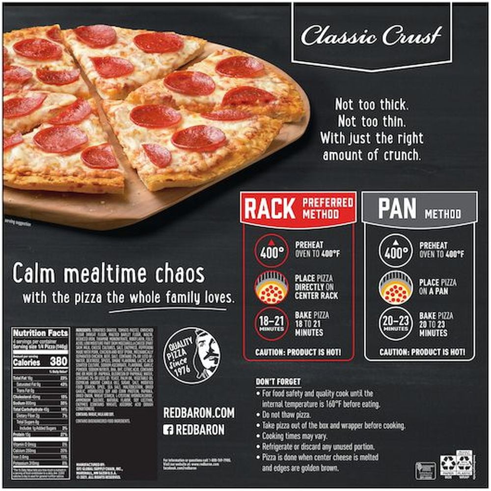 Red Baron Classic Crust Pepperoni Pizza, 12 inch -- 16 per case.