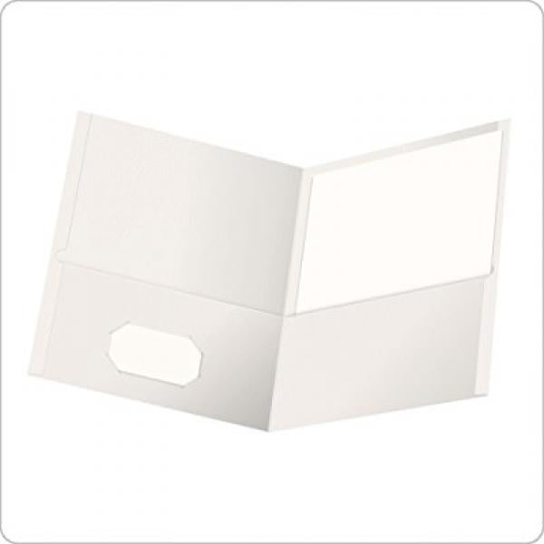 Holds 100 Sheets Letter Size Oxford Twin-Pocket Folders Box of 25 Textured Paper White 57504EE - 2 Pack 