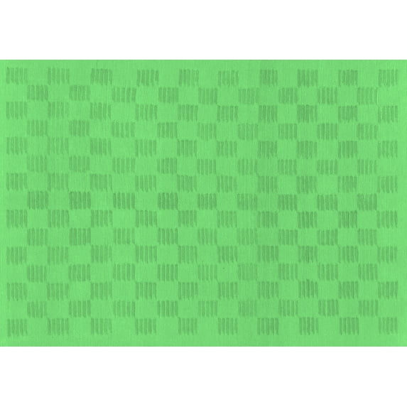 Ahgly Company Indoor Rectangle Checkered Emerald Green Modern Area Rugs, 2' x 4'