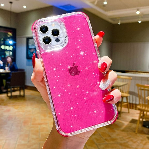 For Apple iPhone 14 Pro Glitter Bling Clear Hybrid Bumper Shockproof Case Cover