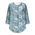 thumbnail image 7 of Womens Crew Neck Shirts 3/4 Sleeve Blouses Tunics Top Floral Printed Shirts Fashion 2026 Basic Tops Going Out Outfits Y2K Clothes, 7 of 7