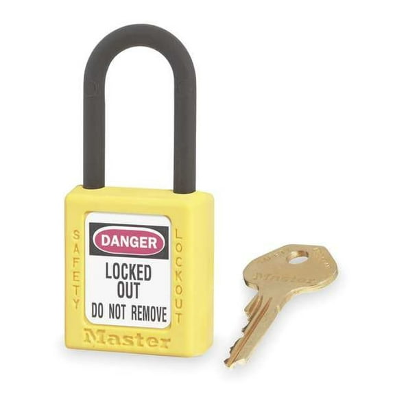 Lockout Padlock, Keyed Different, Thermoplastic, Yellow, 1 1/2 in Shackle Height