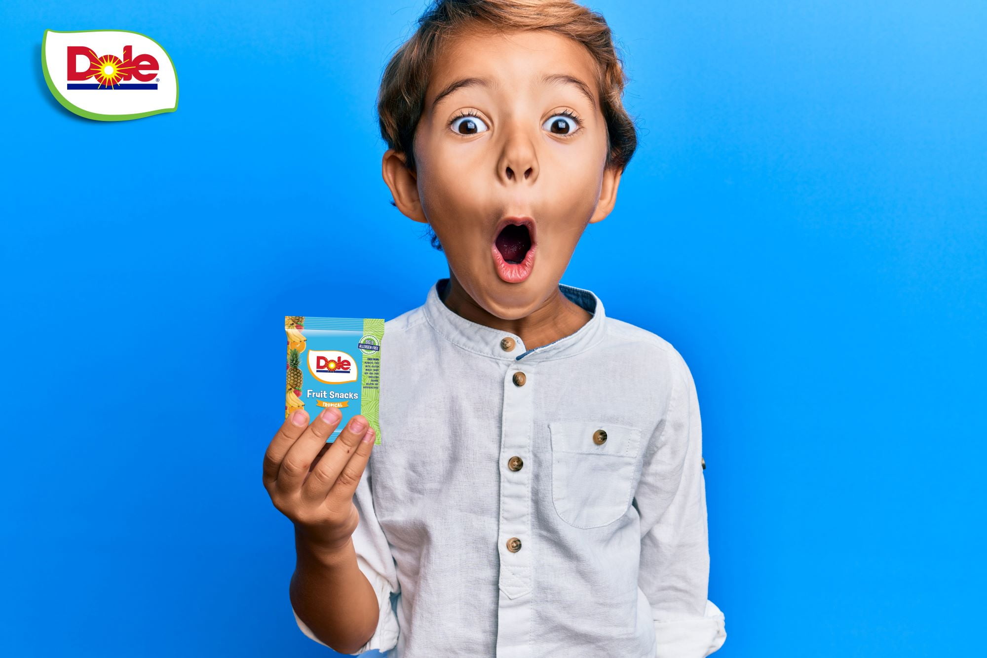Dole Fruit Snacks, Mixed Berries Flavored, Big 9 Allergen Free, Dye Free, Gluten Free, Gelatin Free, Lunch Snacks 22 Count