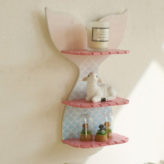 HOT Wooden Colorful Fishtail Shelf Crystal Wall Home Bedroom Decoration