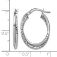 thumbnail image 2 of 10k White Gold Polished Textured Oval Hoop Earrings 24.1x17.4mm Wide 3.4mm Thick Hoop Earring for Women, 2 of 2