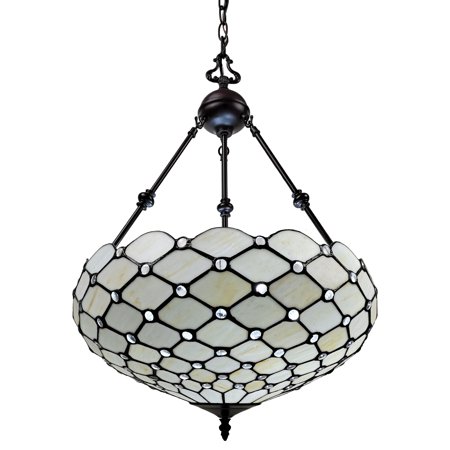 

Tiffany Style 3 Light Jeweled Pendant Lamp - 18 Wide