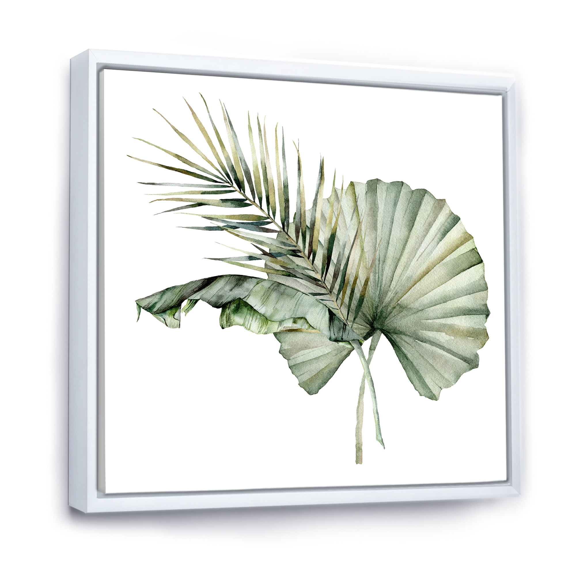 Designart 'Tropical Bouquet With Banana Coconut and Palm Leaves' Traditional Framed Canvas Wall Art Print