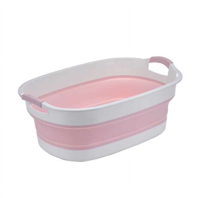 Bañera para mascotas NQ plegable y portátil de gran capacidad con drenaje rápido blanco rosa pequeño