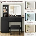 thumbnail image 6 of Makeup Vanity Desk with Mirror and LED Lights, Vanity Table with Charging Station, Drawers, Shelves, Cabinet & Upholstered Stool, Adjustable Lighting, 6 of 7