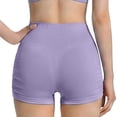 thumbnail image 5 of JGGSPWM Womens Workout Seamless Pleated Butt Lifting Shorts High Waisted Tummy Control Gym Yoga Shorts Purple S, 5 of 5