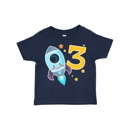 

Inktastic Rocket Space Ship Happy Third Birthday Gift Toddler Boy or Toddler Girl T-Shirt