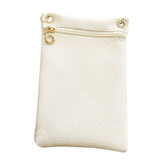 JOGZMZ Women's Mini Casual Crossbody Bag, Slim Phone Purse with Zipper Pockets, Lightweight Shoulder Bag for Daily Use White
