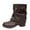 Brown Boots for Women, variant on hopeusnice Women Mid Calf Slouch Boots With Double Buckle Straps Low Heel Leather Upper For Edgy And Casual Style Black 36