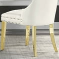 thumbnail image 6 of Modern Leatherette Dining Chairs Set of 2, Upholstered Dining Room Chairs in Button Tufted and Nailhead Trim with Metal Legs, Accent Wingback Armless Side Chair, for Living Room, White, 6 of 6