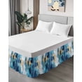 thumbnail image 4 of Abstract Graffiti Art Bed Skirt Queen Size 18" Drop Blue Gold Blend Decor Ruffled Wrap Around Bed Skirts Adjustable Elastic Bedskirt Dust Ruffle for Queen Size Bed, 4 of 7