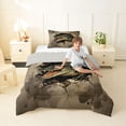 thumbnail image 4 of jejeloiu Crocodile Animals Twin Comforter Sets,Vintage Print Bedding Set For Boys,Brown Black,Light Gray Reversible,2-Piece,1 Comforter and 1 Pillowcase, 4 of 7