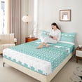 thumbnail image 3 of jejeloiu Airy Border King Sheets For Men Women,Soft Print Bedding,Mint White,4pcs,1 Flat Sheet, 1 Fitted Sheet and 2 Pillowcases, 3 of 6
