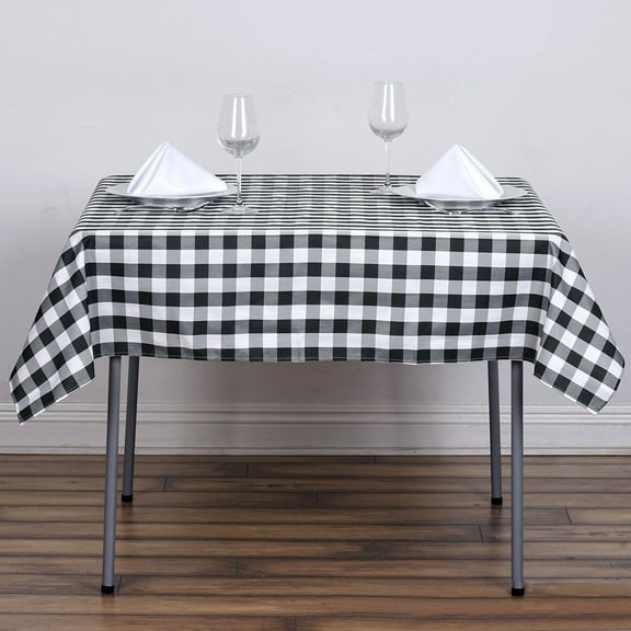 Efavormart 54" Square WHITE / BLACK Checkered Wholesale Gingham Polyester Linen Picnic Restaurant Dinner Tablecloth
