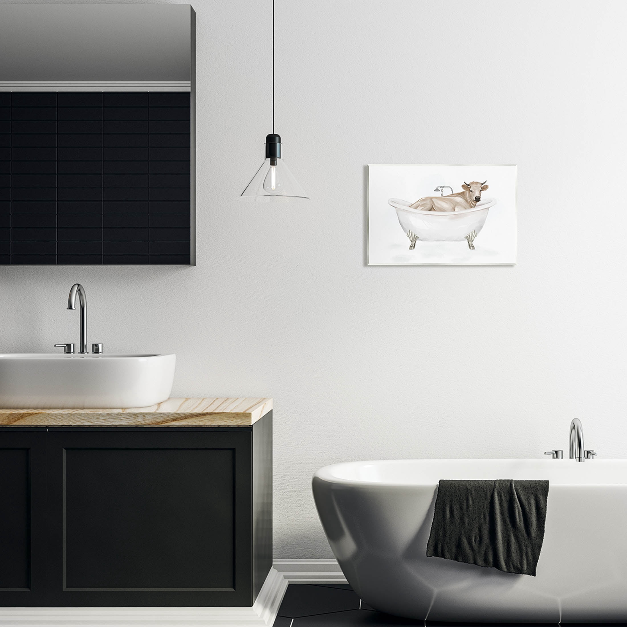Farm Cow Bathing Tub Animal Animals & Insects Graphic Art Unframed Art Print Wall Art