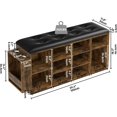 thumbnail image 3 of SEYATPOOL Shoe Bench, 10 Cubbies Storage Entryway Bench with PU Leather, Cubby Shoe Rack Organizer with Adjustable Shelves for Living Room, Bedroom, Vintage Brown, 3 of 8