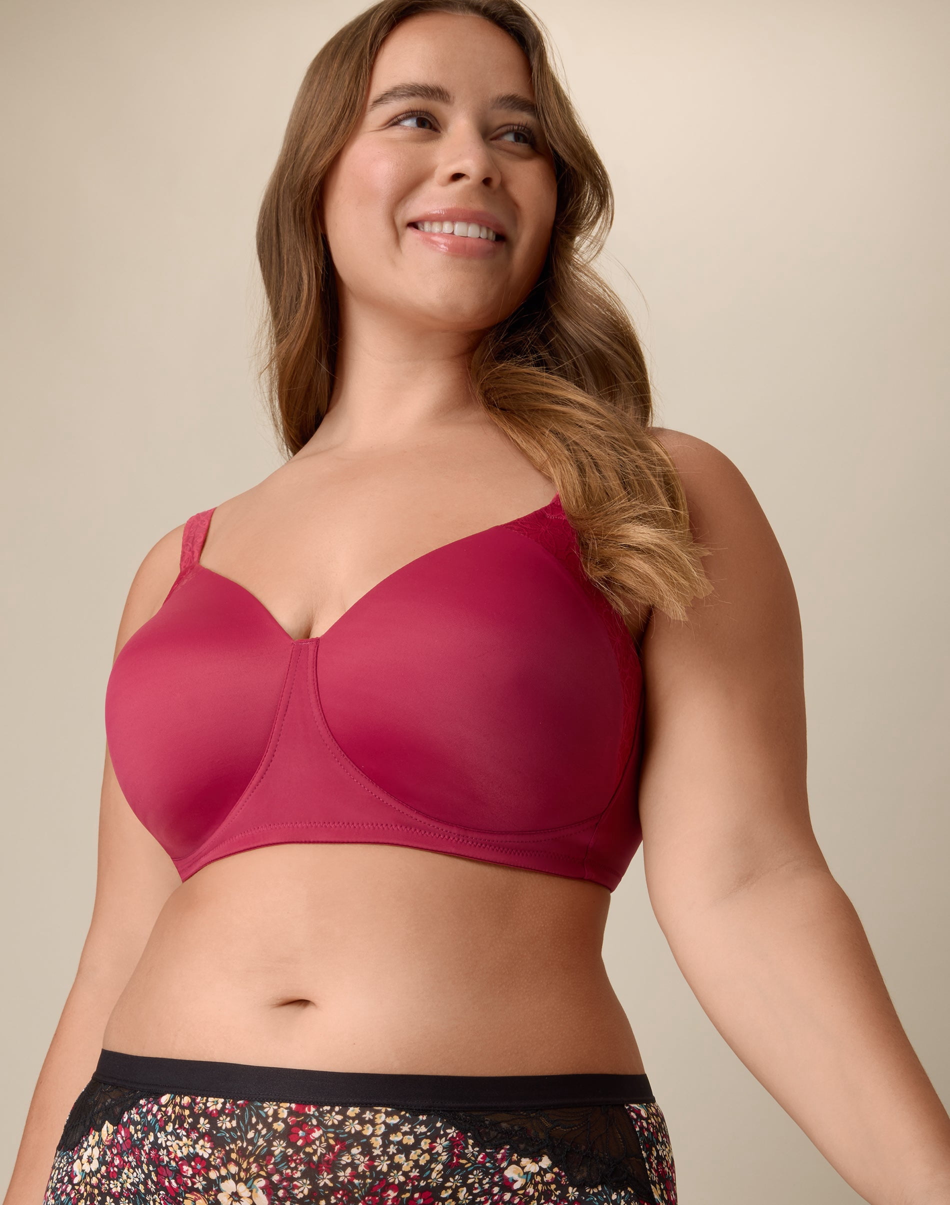 Playtex Full-Coverage Wireless T-Shirt Bra, Moisture-Wicking  Digital Rose 42D Women's