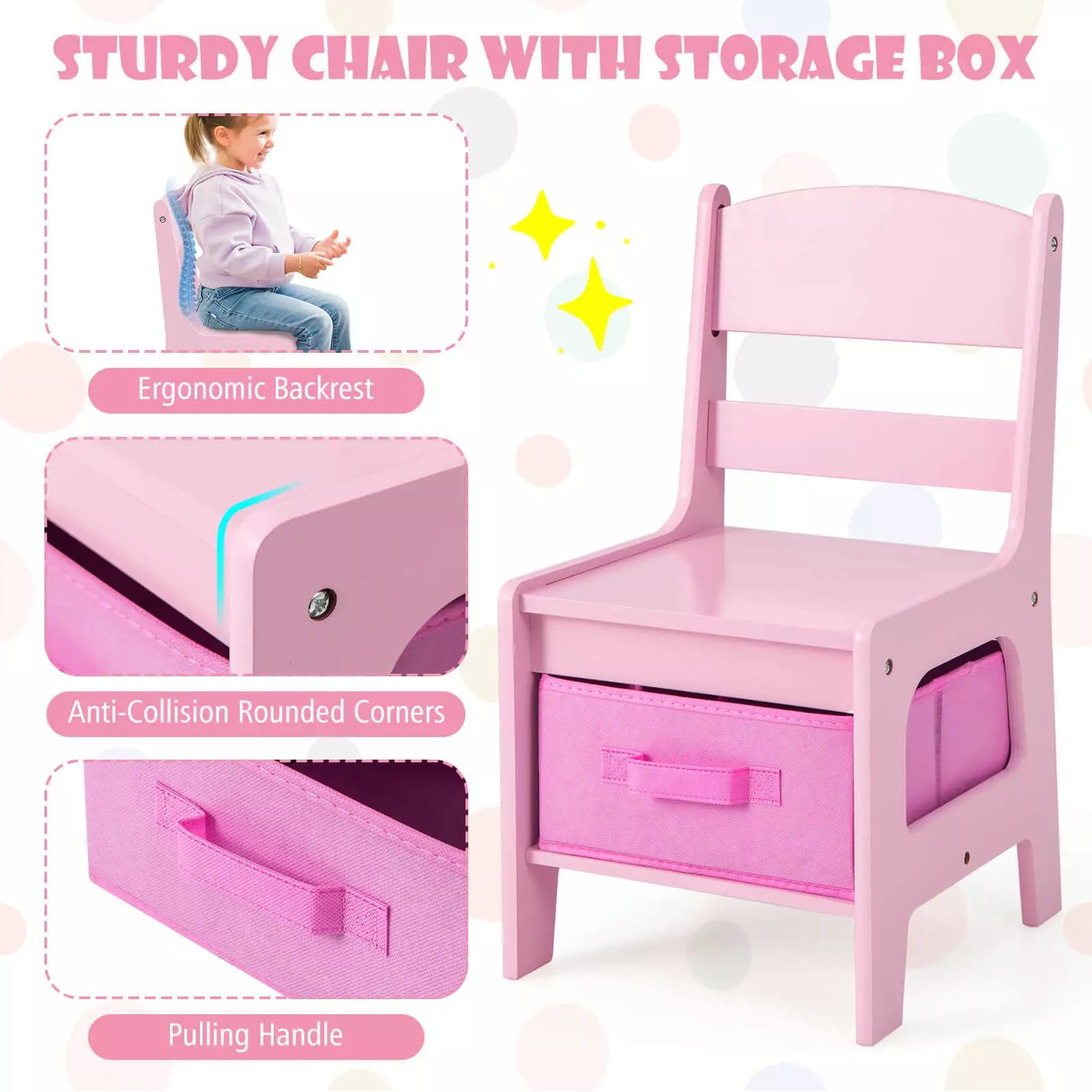 Harmijoy Kids Table and Chair Set, 3 in 1 Toddler Activity Table w/ Reversible Tabletop & Storage Drawers for Drawing, Reading, Crafts, Playing