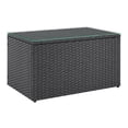 thumbnail image 4 of CorLiving Solterra Resin Wicker and Steel Rectangular Patio Coffee Table with Glass Top, Dark Grey, 4 of 6