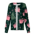 thumbnail image 2 of 2026 Christmas Dark Green Scrub Jackets for Woman Long Sleeve Snowflake Print Scrub Tops Snap Front Cute Plus Size Lab Coat Nursing Working Uniform XL-Large, 2 of 4