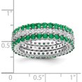 thumbnail image 3 of Sterling Silver Rhodium-Plated Polished Green & White Cz 3 Ring Set (Size 6) Made In China qr7388-6, 3 of 5