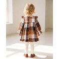 thumbnail image 5 of Yaoqi 2T Toddler Girl Dress 3T Child Girls Winter Clothing Ruffle Long Sleeves Plaid A-line Dress Bowknot One-piece Clothes Brown, 5 of 7