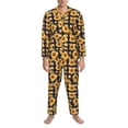 thumbnail image 3 of Balery Vintage Black White Plaid Sunflowe Pattern Pajama Sets for Men Long Sleeve 2 Piece Sleepwear Loungewear Sets Soft PJ's with Pockets Long Sleeve Comfy Pj Sets-Large, 3 of 7